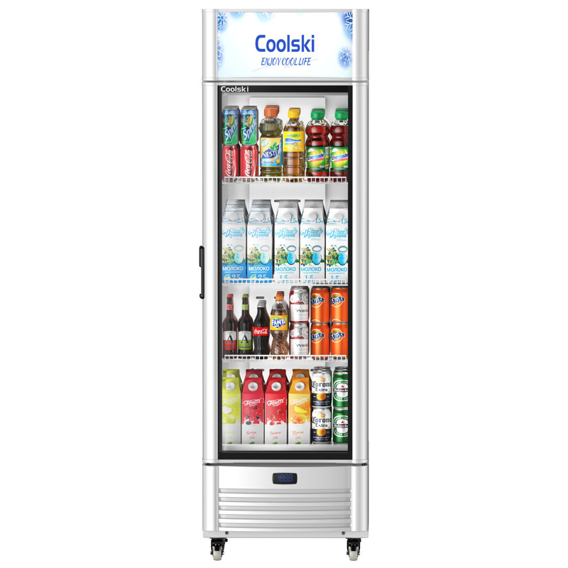 Coolski 21"w 6.5 Cu. Ft. Led Freestanding Display Beverage Cooler With Glass Door In Silver Mmr6.5sh