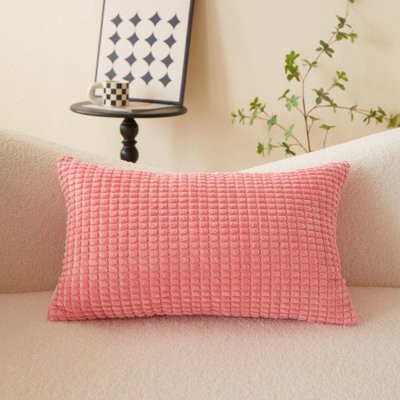 Ensemble de 2 coussins réversibles en velours côtelé rose clair 12 po x 20 po