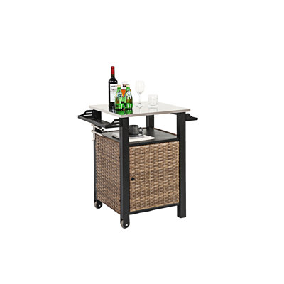 Îlot de cuisine extérieur avec chariot et armoire