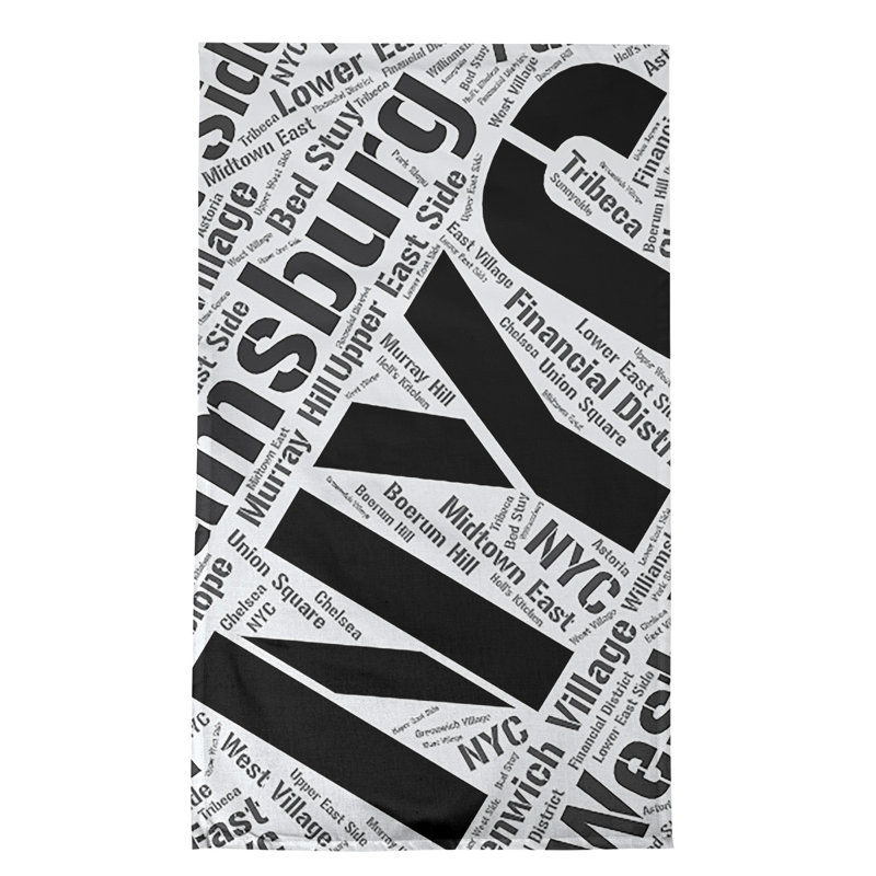 Cotton Tea Towel Kitchen Towel, Black, New York