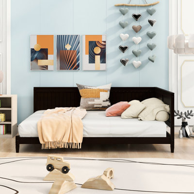 Lit de jour double / lit, design moderne de style Mid-Century, bois avec accoudoirs et lit de jour /, mobilier de chambre classique et moderne