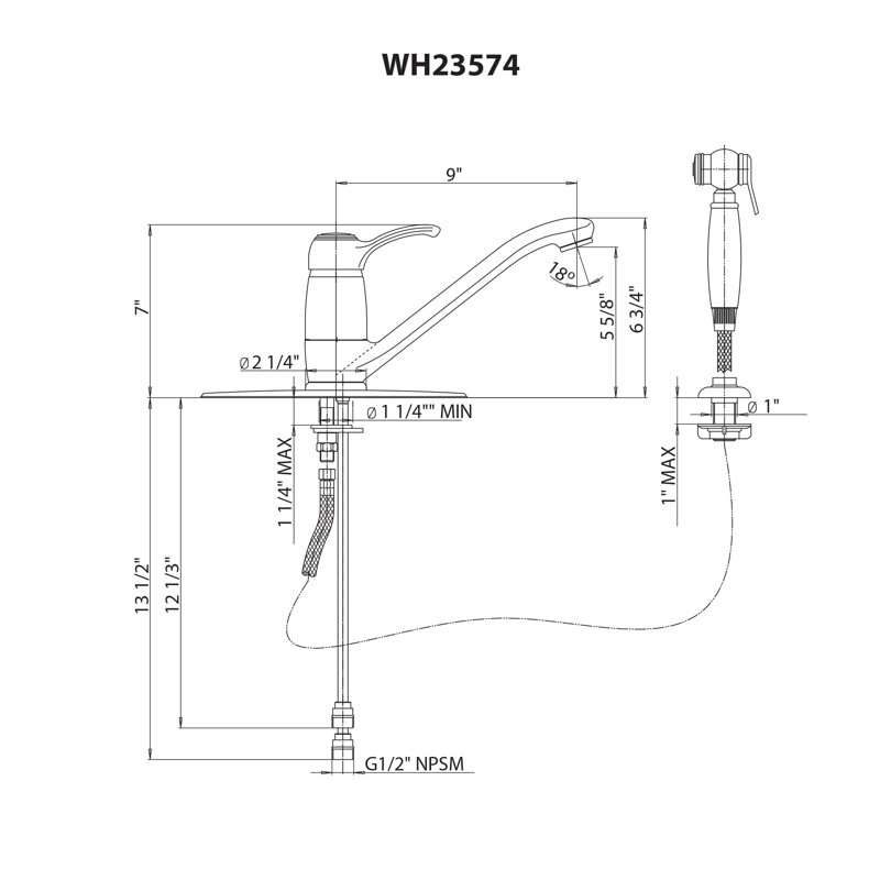 Whitehaus Collection Metrohaus Kitchen Faucet, Brushed Nickel