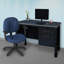 Bureau de bureau à piédestal simple en acier Paségal 48 po x 30 po - plateau gris, base noire-122430306