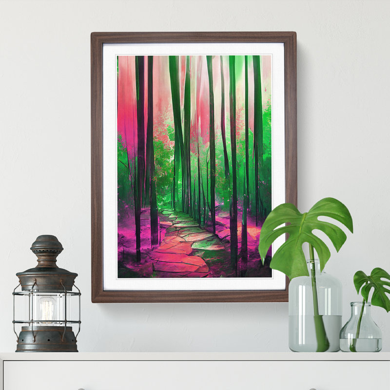 Forest Expressionism No.4 Abstract - Single Picture Frame Painting, 64cm H x 46cm W x 2cm D, Walnut
