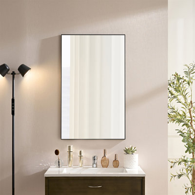 Miroir de salle de bain 60x22inch noir brillant pour miroir de coiffeuse rectangulaire