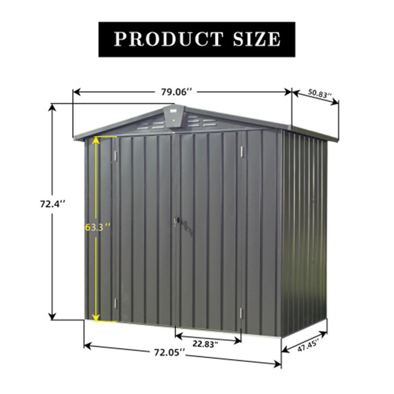 Outdoor Storage Shed, Metal Garden Shed for Bike, Trash Can, Tools, Lawn Mowers,Galvanized Steel Outdoor Storage Cabinet with Lockable Door for Backyard, Patio
