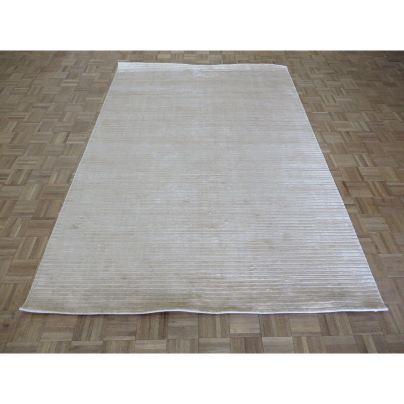 Tapis en soie rectangulaire 6 pi 2 po x 9 pi 1 po one-of-kind à la main noué la Dubose