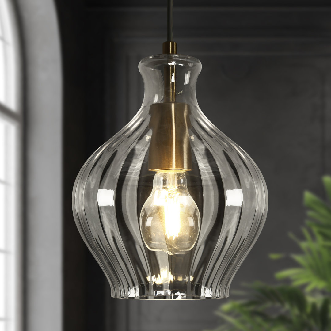 Emanoila 1 - Light Mini Pendant with Fluted Ripple Textured Glass Mercer41