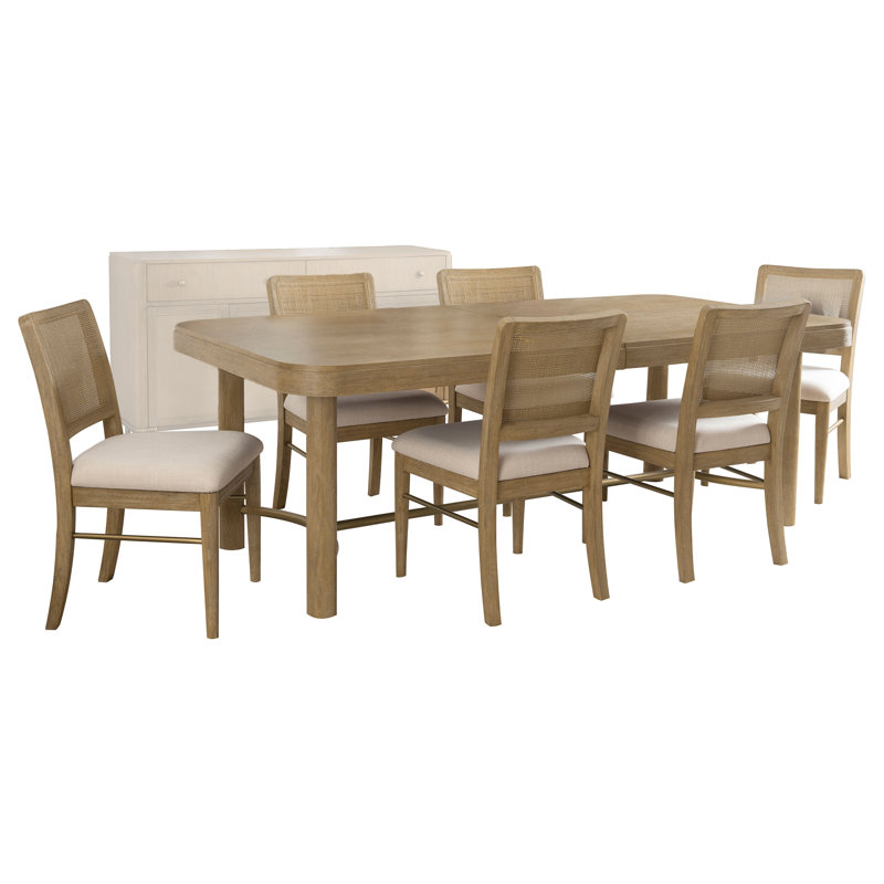 Ensemble de table de salle à manger 7 pièces Fayea, 7 pièces : table, 6 chaises, Sand Wash/Cream