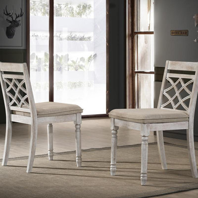 Fiorella Set Of 2 Off White 19"W Contemporary Fabric Chair With Cushion