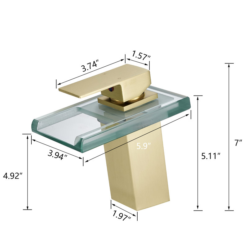 Deck Mounted Bathroom Faucet, Led 3 Colors , Hot Cold Water Mixer, Waterfall Spout, Single Hole, Brushed Gold Finish Sink Changing, Mounted, Water,