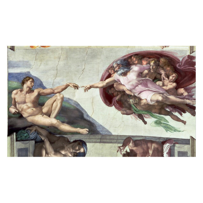 Plafond de la chapelle Sixtine: La création d'Adam (après restauration) par Michel-Ange Buonarroti - Estampe numérique
