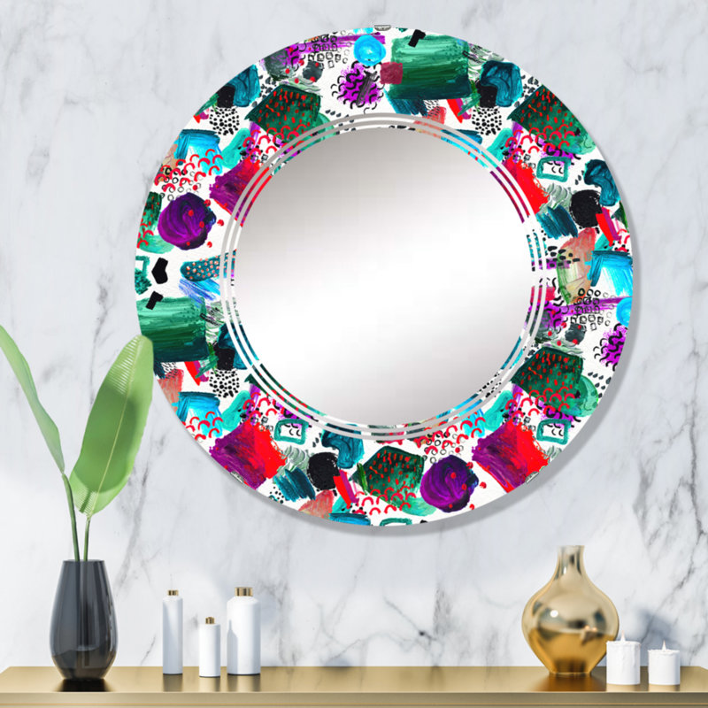 Rouge rouge, bleu et vert - Miroir mural à motif imprimé, 32 po x 32 po