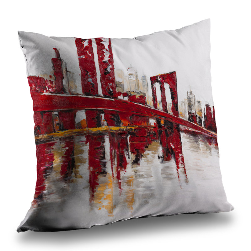 Abstract and Industrial Red Bridge Throw | Home Decor Accent – Throw Pillow Cover Only, Double-Sided Print, Insert Not Included