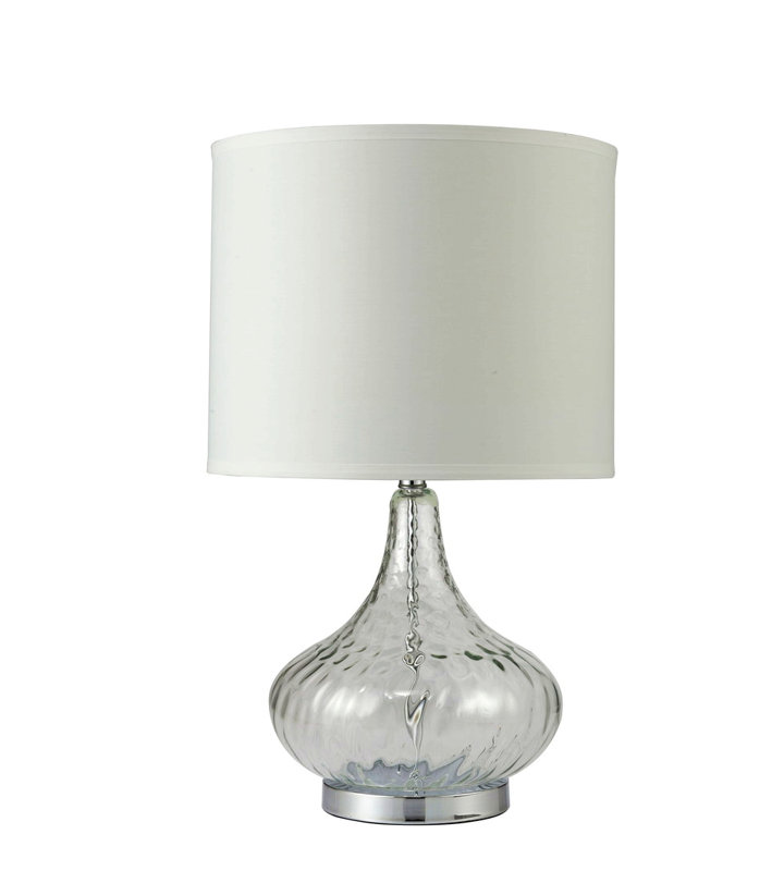 Lampe de table 24,5 "en verre" Leann ", verre transparent et chrome argenté