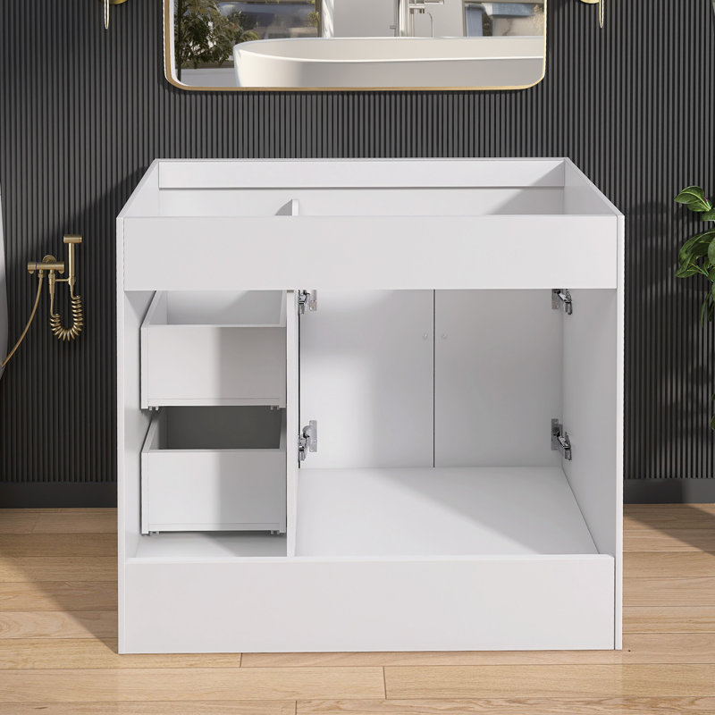 Armoire de salle de bain autoportante sans base de salle de bain blanche non assemblée l 42 po x P 21,5 po x H 33,5 po.
