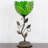 Tiffany Lamp Stained Glass Table Lamp Uplight Accent Lamp with Metal Leaf Base Green Wisteria Style