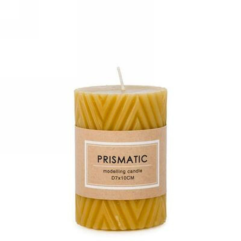 Bougie cylindrique sans parfum, H 4 po x l 3 po x P 3 po, Jaune
