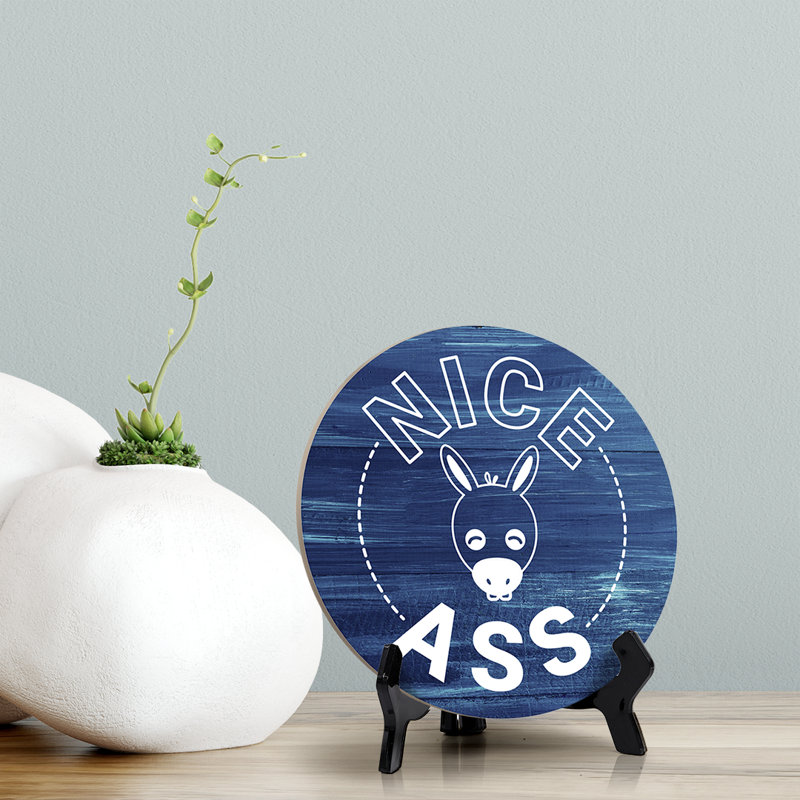 Enseigne de table «Nice Ass» avec chevalet, Bleu