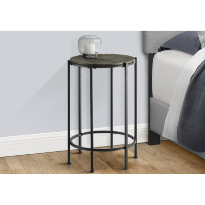 Élégante table en stratifié bronze foncé avec fabrication en métal noir pour le salon