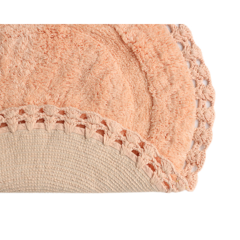 Saross 100% Cotton Non-Slip Bath Rug, Peach