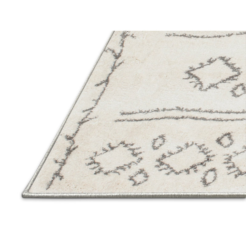 Tapis contemporain gris / crème Caistance, Rectangle 8 pi x 10 pi