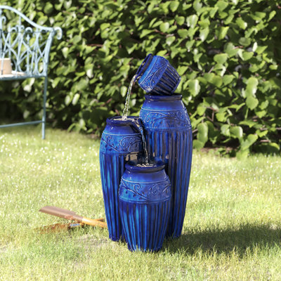 Outdoor Ceramic / Porcelain Weather Resistant Fountain with Lights