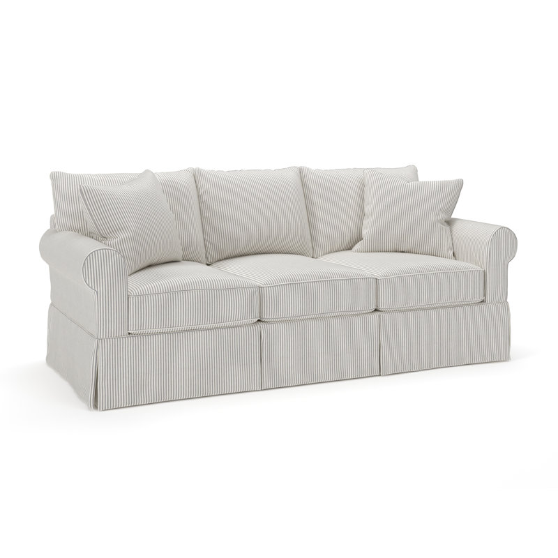 Amari 89'' Sofa, Cruise Adrift Gray Striped Basketweave