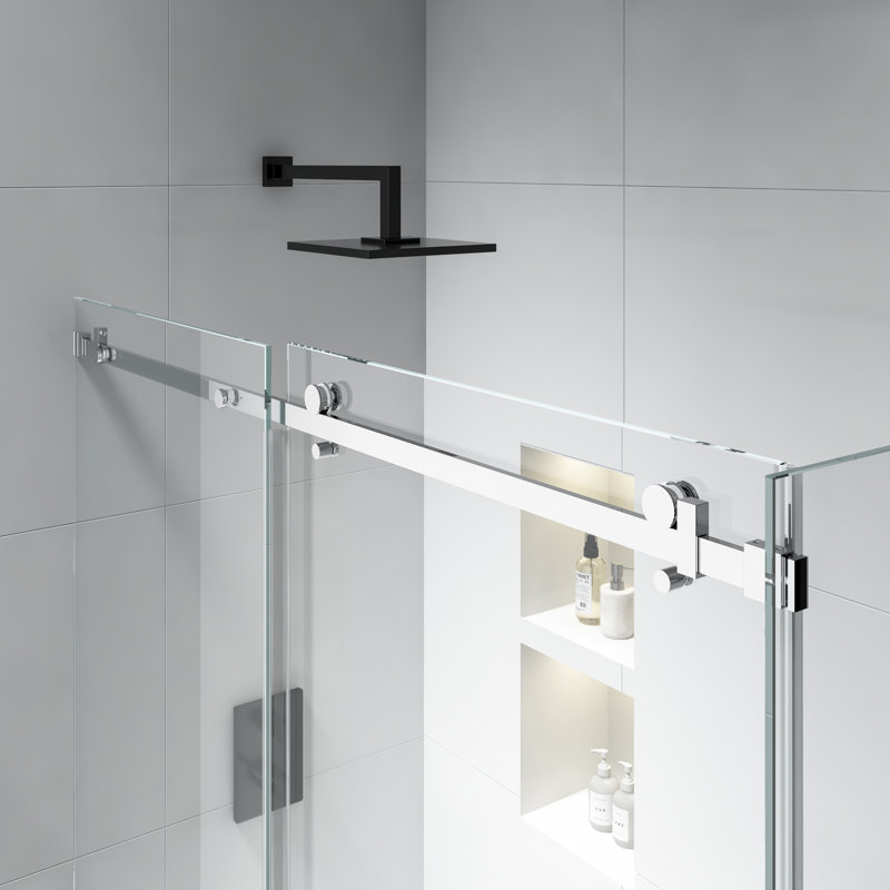 Cabine de douche coulissante rectangulaire sans cadre Julien l 60 po x P 34 po x H 76 po, Chrome