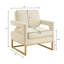 Fauteuil de luxe avec accoudoirs ouverts, velours crème, base robuste en métal pour fauteuil d'appoint moderne en velours avec-373816114