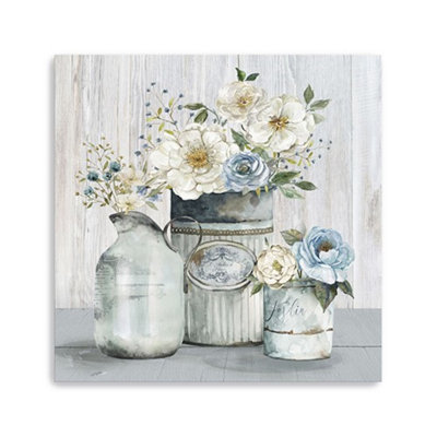 «Rustic Gray Flowers», art mural sans cadre