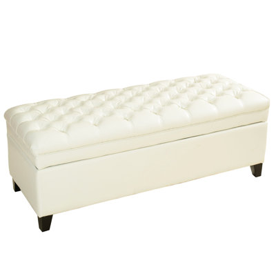Stained Legged Leather Storage For Blankets & Pillows Neutral Colour With Design And Easy Access Pillows,
