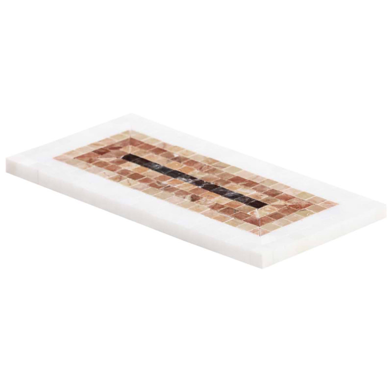Ako 4x9 Rectangle Marble Micro Mosaic Tile, Terracotta Rosa