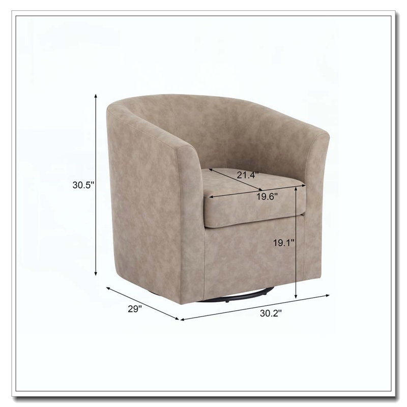 Fauteuil d'appoint pivotant en similicuir, Abricot