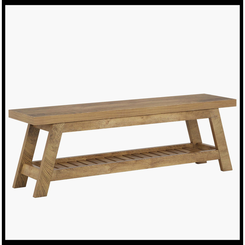 55" Entryway Bench, 2-Tier Foyer Seating Bench With Shoe Storage