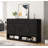 Farmhouse Sideboard With 3 Drawers & 4 Doors,59.1" Multi-Functional Storage Buffet With Adjustable Shelf And Open Storage Compartments, Suitable For Dining Room, Living Room, Entryway,Black-1459875668