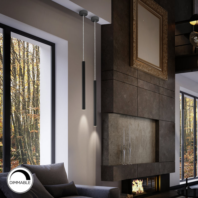 Reinerton 1 - Light Matte Black LED Cylinder Pendant
