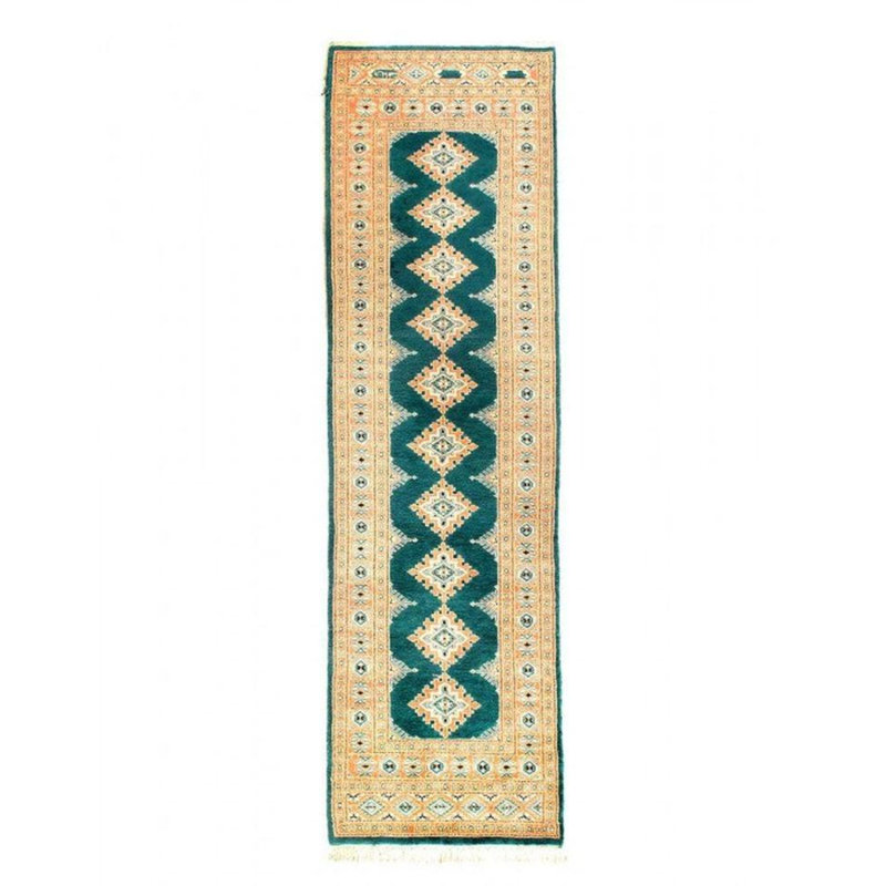 Tapis beige / vert en laine / coton oriental fait à la main 2 pi 7 po x 9 pi 4 po