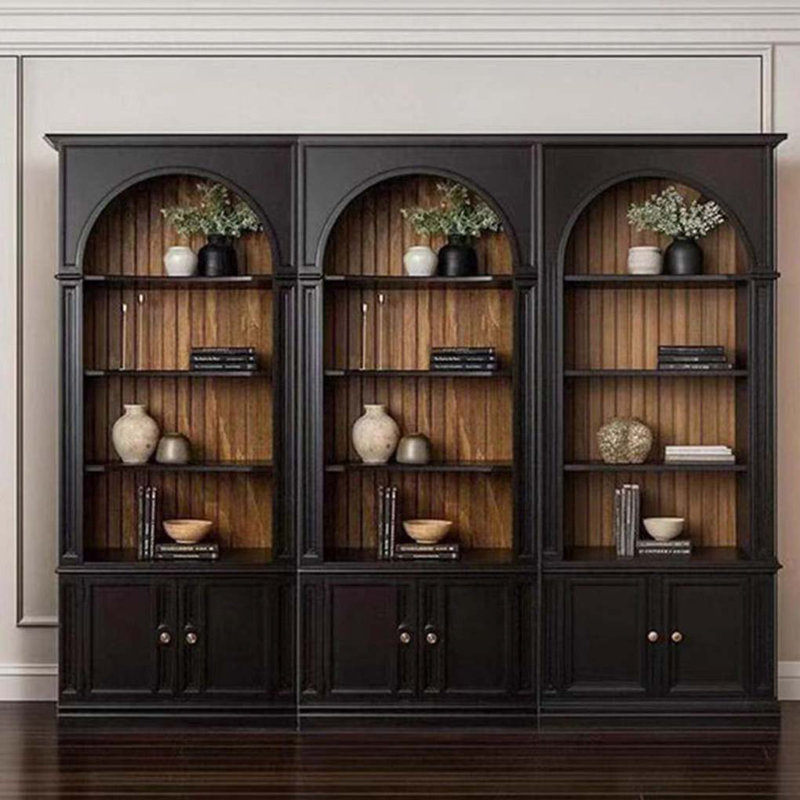 Black solid wood bookcase (Set of 3)