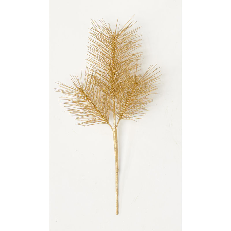 Couleur: aiguille de pin artificielle en plastique 10 po avec tige métallique (ensemble de 6), Or