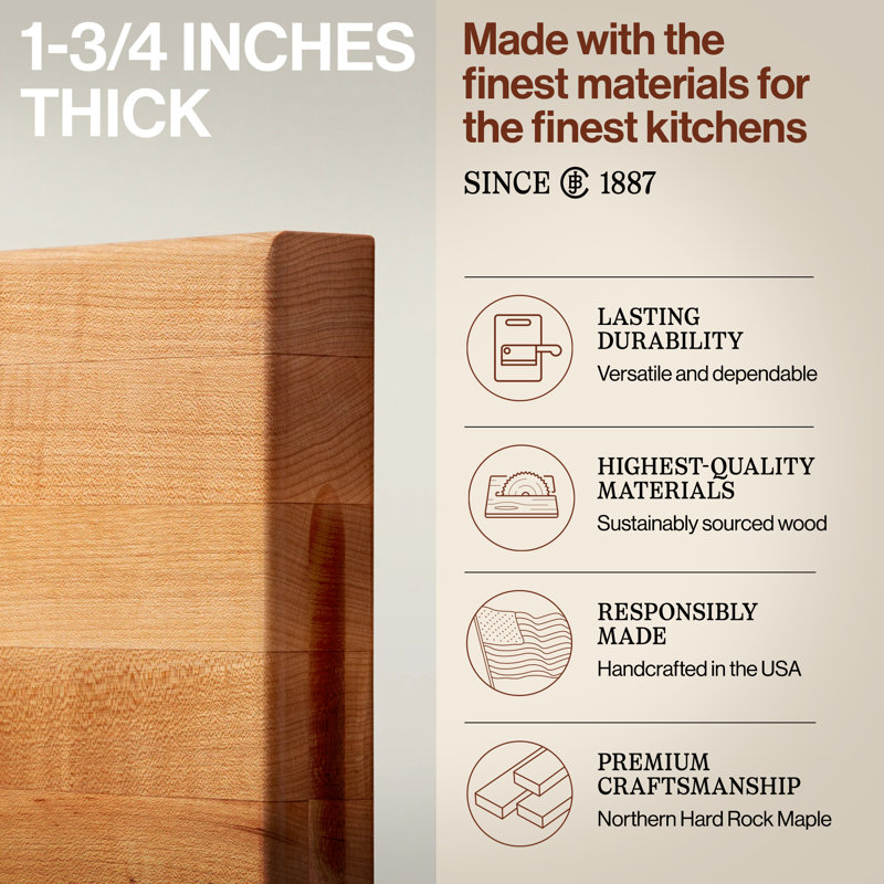 John Boos Platinum Commercial Edge Grain Maple Cutting Board, 18" L x 12" W