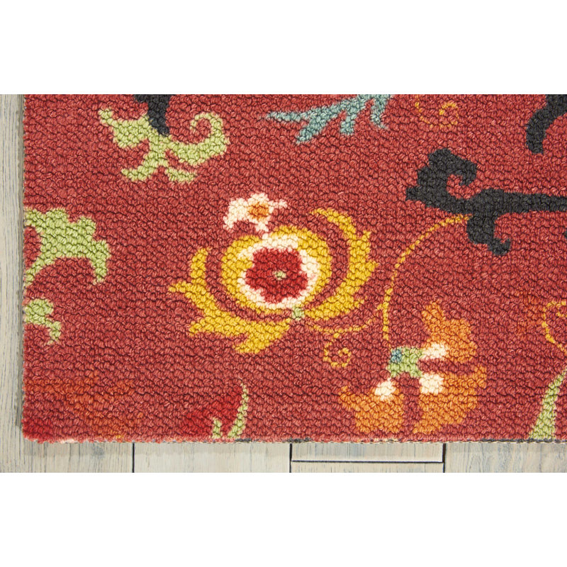 Tapis de zone rouge 4 pi x 2 pi 6 po floral Sharan