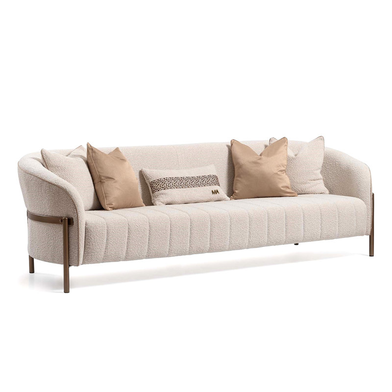 Lisbon Bouclé Sofa - Oyster/Matte Bronze