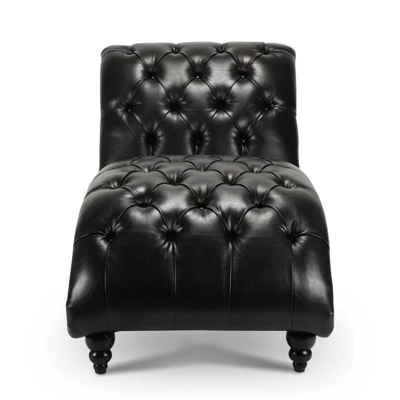 Chaise longue sans accoudoirs touffetée, Black PU