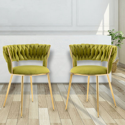 Chaises de salle à manger élégantes 2 pièces avec pieds en métal doré Denroy