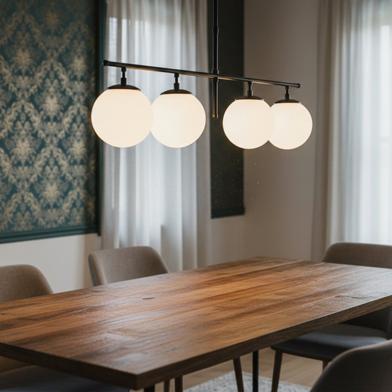 Luminaire suspendu Kithcen Island, 4, Noir/crème