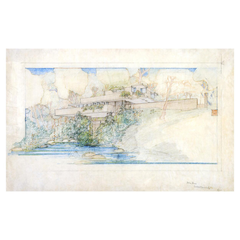«John C. Pew House Shorewood Hills WI» par Frank Lloyd Wright - Estampe numérique, H 32 po x l 40 po