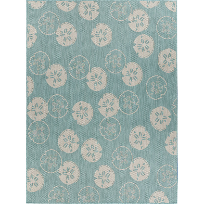 Seanda tissé à plat bleu sarcelle, Rectangle 7 pi 10 po x 9 pi 10 po