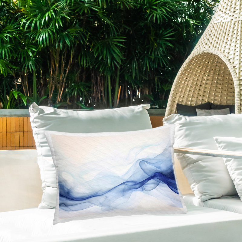 Indigo Ethereal Mist Outdoor Printed Pillow design by Andrea Haase, Abstract 1