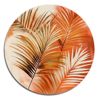 Terracotta Palm Vibes - Décoration murale ronde palmiers en métal
